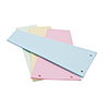 Bunte trapezförmige Trennstreifen aus 190 g/m² Papier mit zwei Lochungen zur Ablage.