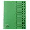 Intensivgrüne Ordnungsmappe mit 12 Fächern und Sichtlöchern auf der Vorderseite.