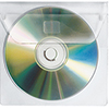 CD/DVD Hülle mit transparentem Design, teilweise geöffnet und mit einer CD darin.