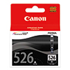 Schwarze Canon Tintenpatrone CLI-526BK im Verpackungsdesign mit auffälligem rotem Hintergrund.