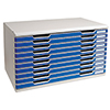 Schubladenbox MODULO Office mit 10 geschlossenen Schubladen in lichtgrau und blau, DIN A3+.