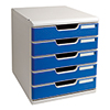 Exacompta Schubladenbox MODULO Office 5 Schubladen geschlossen DIN A4+ lichtgrau blau Produktbild pa_produktabbildung_1 S