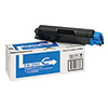 Toner in cyanfarbe mit schwarzer Verpackung und blauem Aufdruck auf Karton.