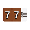 Braunes Ziffernsignal mit der Nummer 77 und einem Strichcode auf der Innenseite.