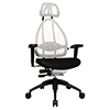 Bürodrehstuhl mit Netz-Rückenlehne, Softpad-Armauflagen und stufenloser Sitzhöhenverstellung.