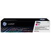 HP Toner 126A in Magenta, verpackt in einer rechteckigen Kasse mit farbiger Beschriftung.