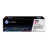 HP Tonerkassette 128A magenta in Originalverpackung mit Produktbeschreibung auf der Seite.