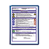 Dunkelblaue Sichttafel mit Informationen und Symbolen, geeignet für Preislisten und Katalogseiten.