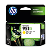 HP Tintenpatrone 951XL gelb in Verpackung mit Schmetterling und Blütenmotiven.