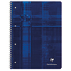 Dunkelblauer Collegeblock mit spiralförmiger Bindung und zweifarbigem, flexiblem Einband.
