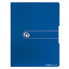 Blaue Klemmbrettmappe mit Dreieckstasche im inneren Vorderdeckel.
