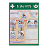 Erste-Hilfe-Anleitung als Plakat mit Grafiken und Text für Notfallsituationen.