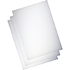 Transparente Deckblattfolien aus PVC, angeordnet in Stapel von drei Stück.