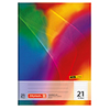 Liniert Schulheft im A4-Format mit buntem, abstraktem Cover-Design und 16 Blättern.