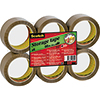Sechs Rollen braunes Packband mit Abbildung und Informationen auf der Verpackung.