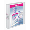 Weißes Präsentationsringbuch mit 4 Ringen und Rückentasche, DIN A4, auf weißem Hintergrund.