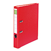 Roter Kunststoffordner DIN A4 mit 50 mm Rückenbreite und farbigen Registertabs.