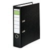 Schwarzer Kunststoffordner DIN A4 mit 80 mm Rückenbreite und beschriftbarem Register.