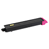 Magenta Toner Cartridge mit einer pinken Front und gelben Sicherheitswarnungen.