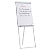 Flipchart mit Schnellwechselhalterung und beschrifteter Oberfläche auf einem Stativ.