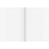 Liniertes Schulheft im DIN A4 Format, geöffnet mit 16 Blättern, ohne zusätzliche Verzierungen.