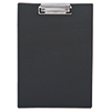 Schwarzes Klemmbrett mit Metallklemme für Blätter bis DIN A4, Ansicht von der Vorderseite.