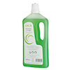 Grüner Allzweckreiniger in Plastikflasche mit Griff und weißem Deckel.