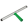 Einwaschhalter mit einem grünen Griff und metallic-silbernem Aluminiumstab, 35 cm lang.