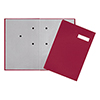 Rote Unterschriftenmappe mit dehnbarem Rücken und zwei seitlichen Taschen.