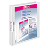 Präsentationsringbuch in DIN A4 mit 4 Ringen und Rundmechanik in weißer Farbe, Seitenansicht.