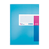 Blaue Klarsichtmappe im DIN A4 Format mit ausgeschnittenem Fenster für Beschriftung.