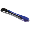 Handgelenkauflage in blau und schwarz, mit geschwungener, ergonomischer Form.