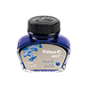 Blaues Tintenglas (30 ml) mit schwarzem Schraubverschluss und Etikett in deutscher Sprache.