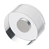 Transparenter Magnet mit eingepresstem Neodym-Magneten in runder Form.
