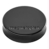 Schwarzer Magnet mit ergonomischem Griffrand und geprägtem Logo von magnetoplan®.