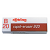Radierer im rechteckigen Format mit der Aufschrift 'rapid-eraser B20' in rot und weiß.