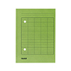 Grüne Umlaufmappe mit linierten Feldern und zwei Lochungen.
