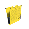 Gelbe Hängetasche mit Fächern und Taschen für Dokumentenorganisation.