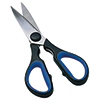 Universalschere mit schwarzen und blauen Griffen, Klingenlänge 210 mm.