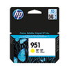 HP Tintenpatrone 951 gelb in Verpackung mit Schmetterlingen auf schwarzem Hintergrund.