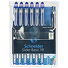 Kugelschreiber-Set mit sechs blauen Slider Basic Kugelschreibern in durchsichtiger Verpackung.