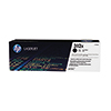 Schwarze Tonerkartusche HP 312A in einer Produktverpackung mit technischen Informationen.