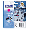Magenta Tintenpatrone 27 in blauer Verpackung mit Uhr und Produktinformationen.