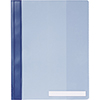 Blauer Angebotshefter mit transparentem Rückdeckel und kunststoffummantelter Heftmechanik.