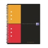 Schwarzer Collegeblock mit farbigen Deckelseiten und Spiralbindung im DIN A5+ Format.