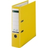 Gelber Kunststoffordner im DIN A4-Format mit zwei Lochmechaniken und beschreibbarem Rücken.