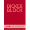 Roter A4 Briefblock mit karierten Seiten und der Aufschrift "Dicker Block".