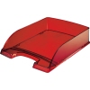 Dunkelrote transparente Briefablage mit offenen Vorderteil für senkrechten oder versetzten Stapel.