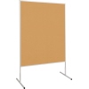 Moderationstafel mit Korkoberfläche in braun und weißen Rahmen, freistehend.