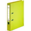 Gelber Ordner aus Kunststoff mit Wechselfenster, Ausstattung für DIN A4 und 50 mm Rückenbreite.